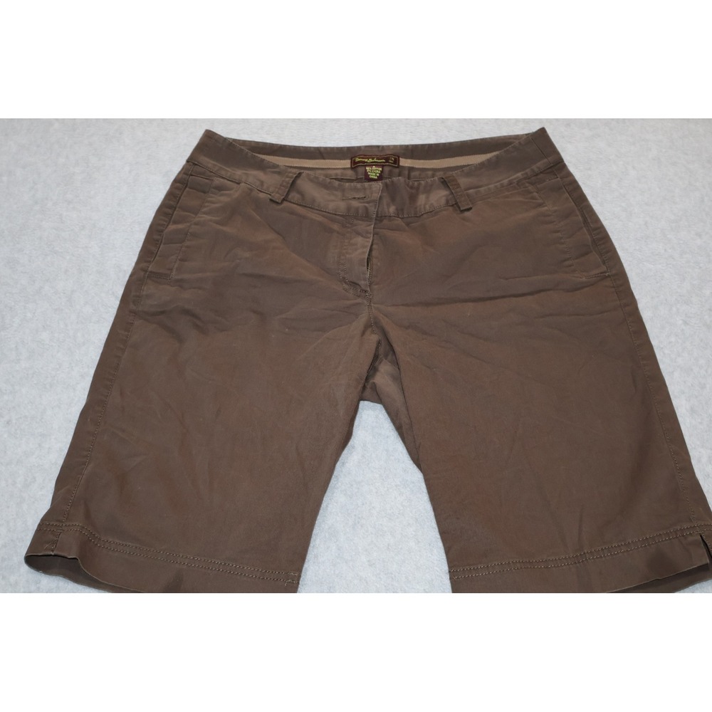 Tommy Bahama Golf Shorts Women 8 Brown Bermuda Chino Stretch Cotton Blend